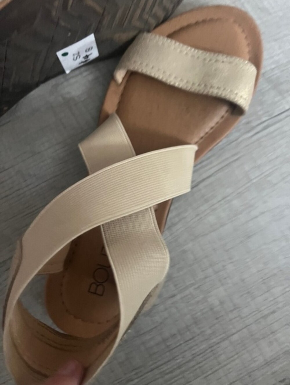 ADRIA Beige & GOLD ELASTIC Cross-Strap W Gold Shimmer Leatbrr Strap.  8 - Picture 4 of 6
